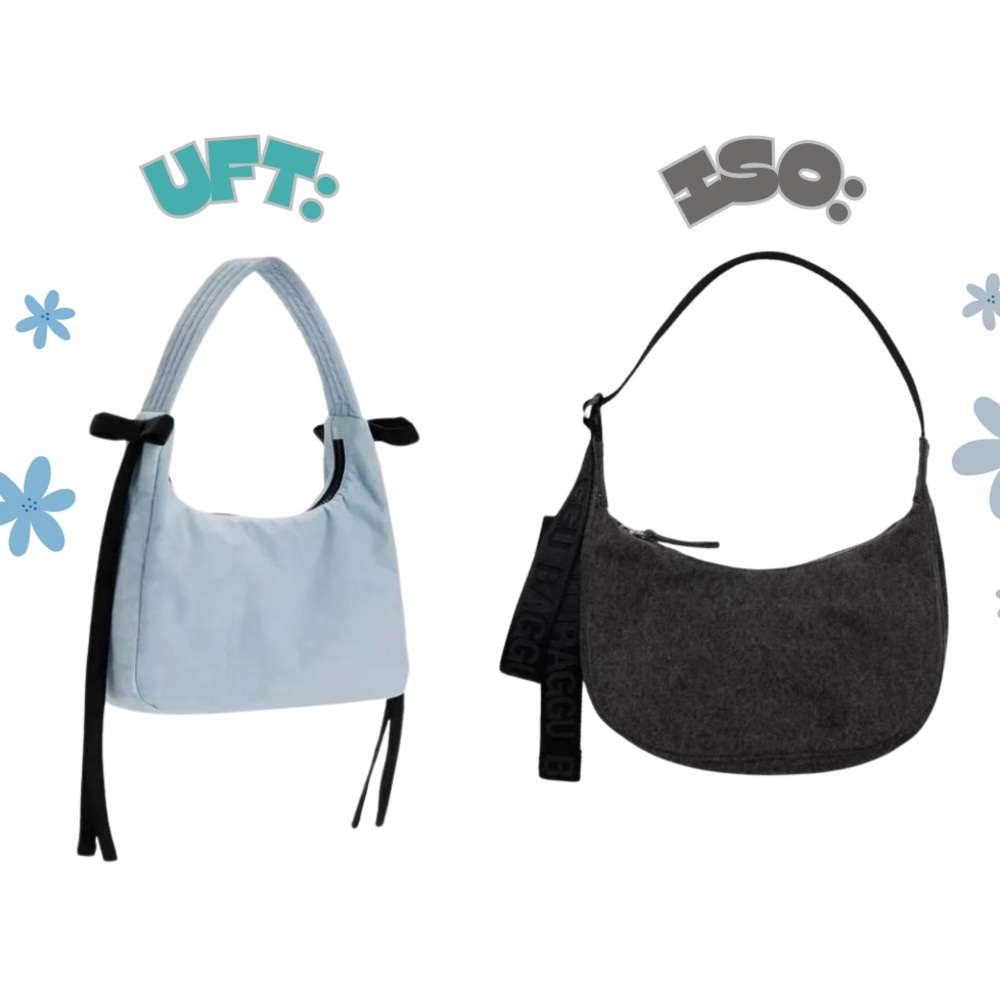 FT ONLY: BAGGU X Sandy Liang Mini Bow Bag POWDER ISO: deadstock denim crescent